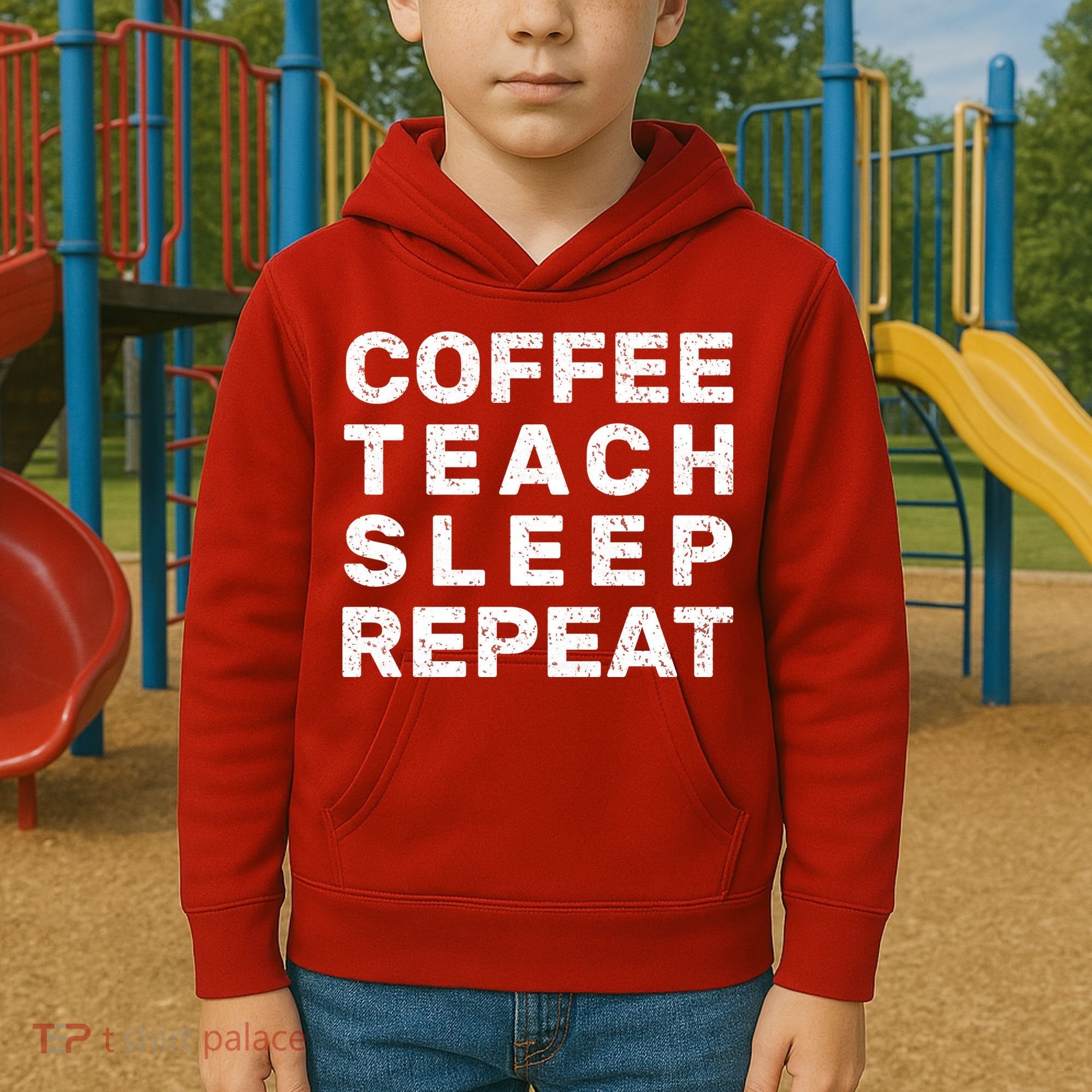 Coffee Teach Sleep Repeat Kids Hoodie
