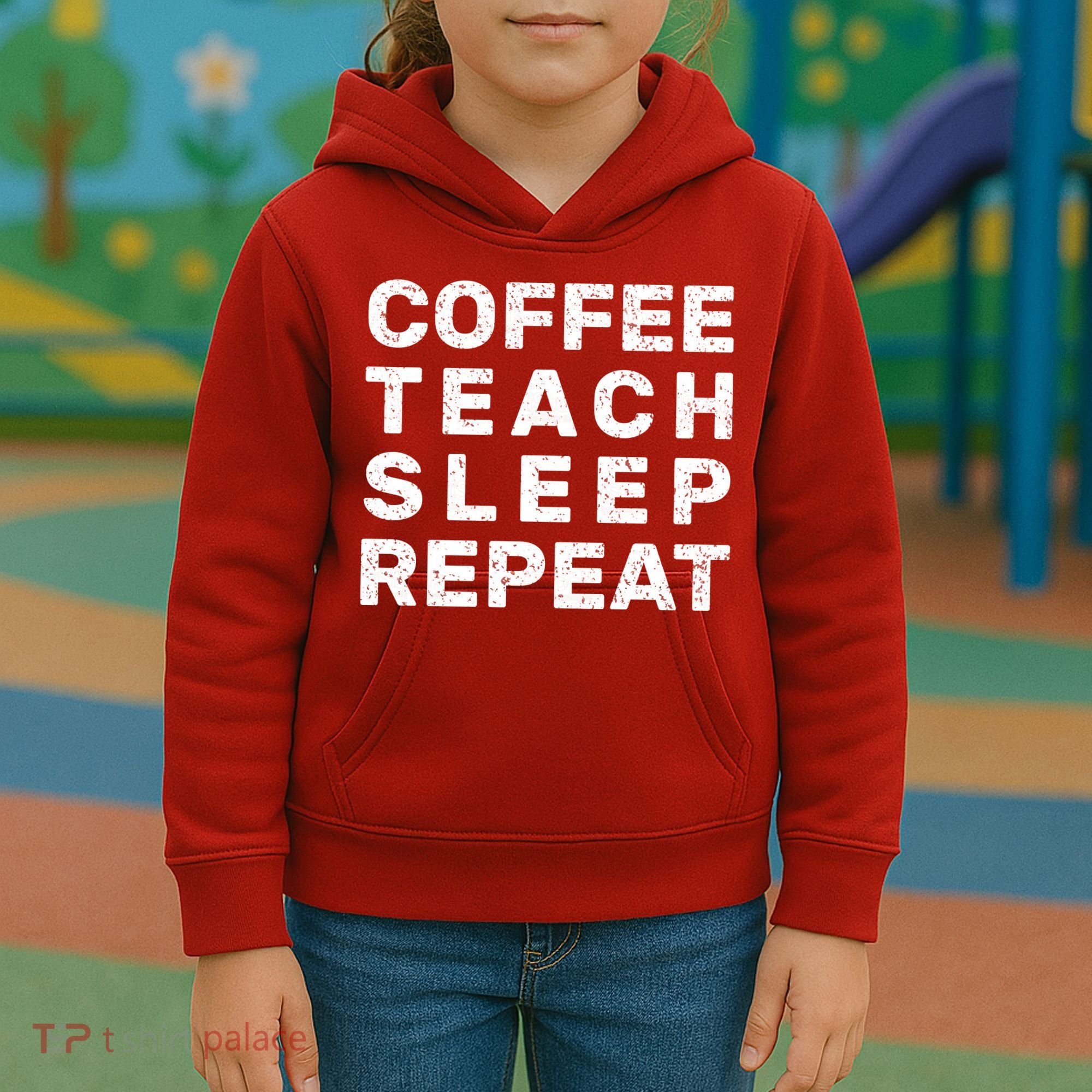 Coffee Teach Sleep Repeat Kids Hoodie
