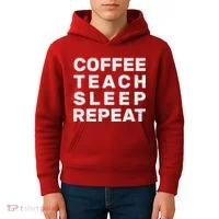 Coffee Teach Sleep Repeat Kids Hoodie thumb 4