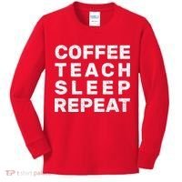 Coffee Teach Sleep Repeat Kids Long Sleeve Shirt thumb 0