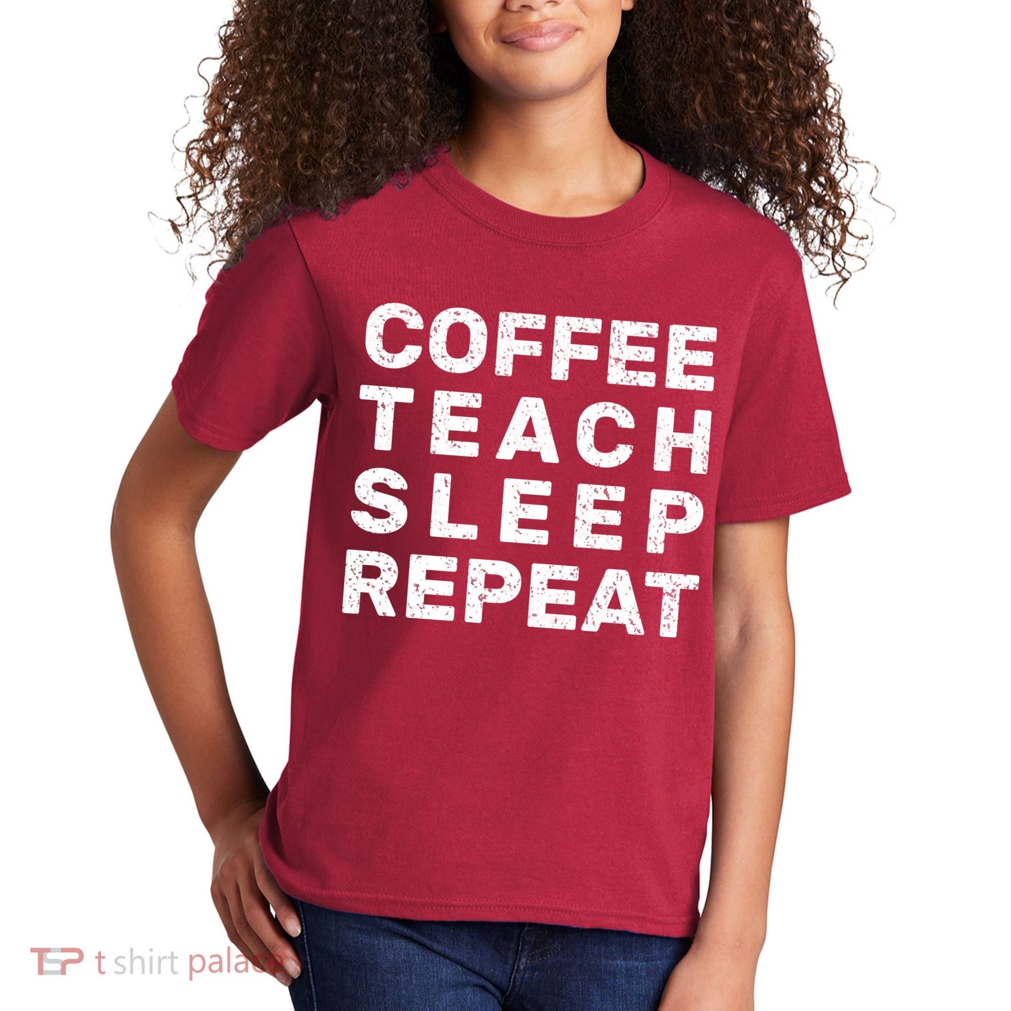 Coffee Teach Sleep Repeat Kids T-Shirt