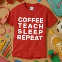Coffee Teach Sleep Repeat Kids T-Shirt thumb 3