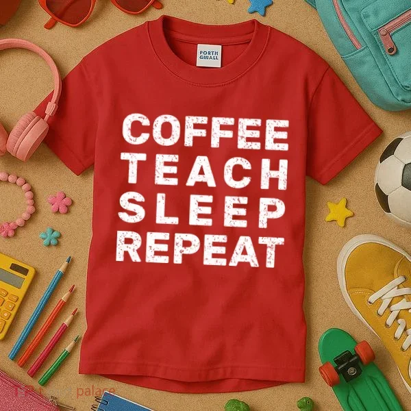 Coffee Teach Sleep Repeat Kids T-Shirt