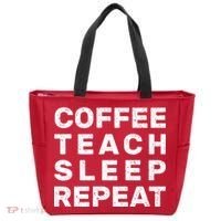 Coffee Teach Sleep Repeat Tote Bag thumb 0