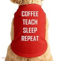 Coffee Teach Sleep Repeat Funny Teacher Doggie Tank thumb 0