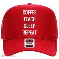 Coffee Teach Sleep Repeat Funny Teacher Hat thumb 0