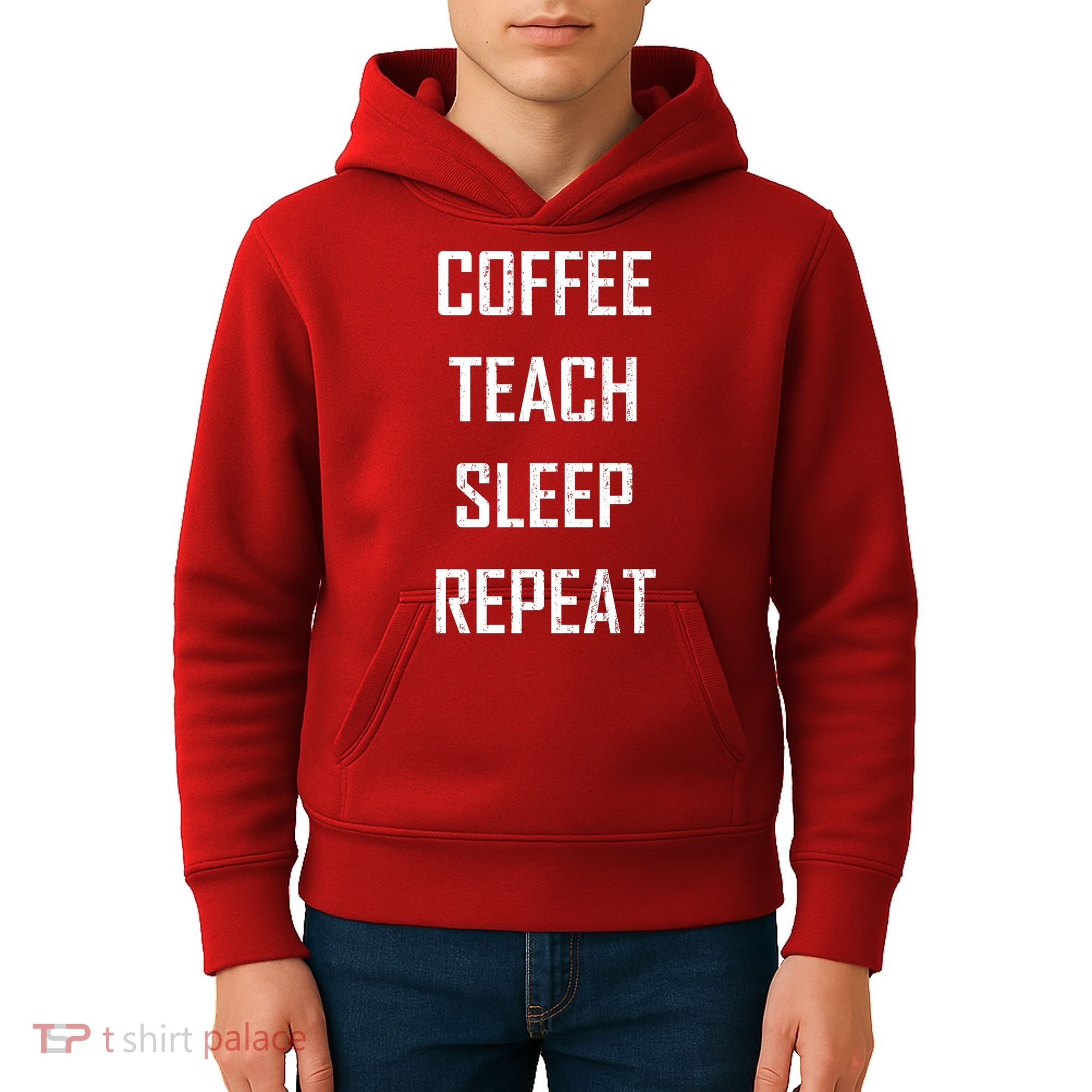 Coffee Teach Sleep Repeat Funny Teacher Kids Hoodie