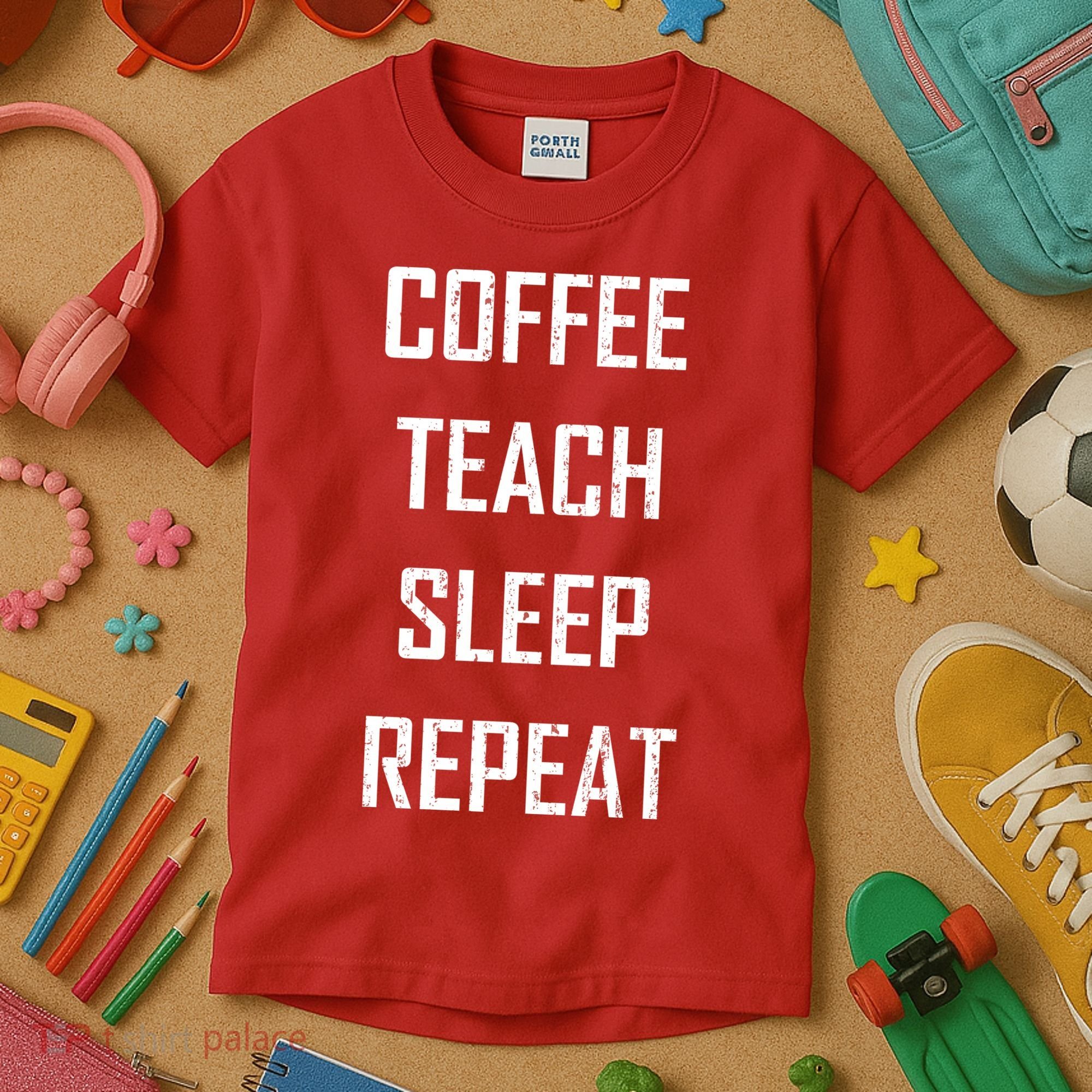 Coffee Teach Sleep Repeat Funny Teacher Kids T-Shirt