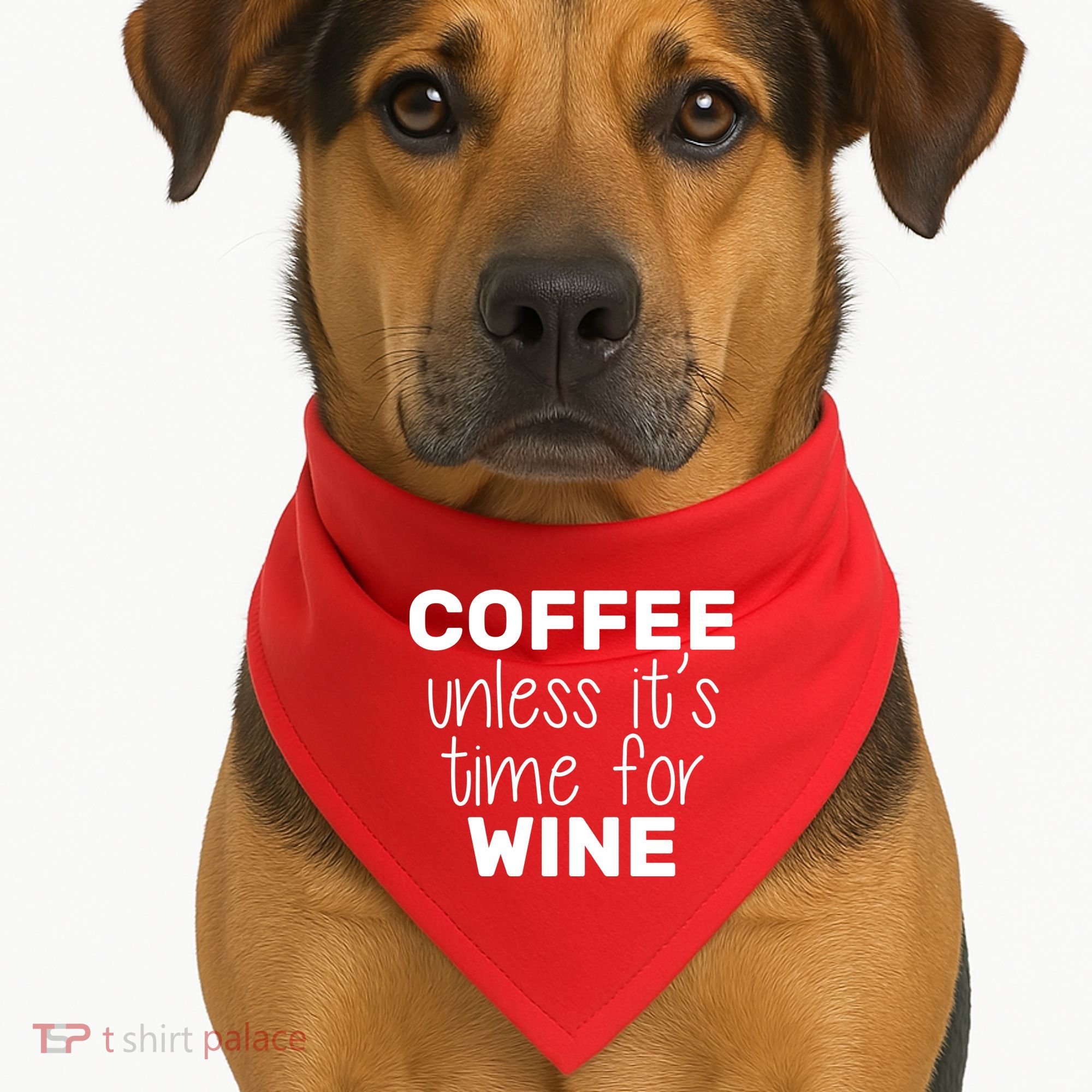 Coffee Unless It's Time For Wine USA-Made Doggie Bandana