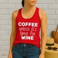 Coffee Unless It's Time For Wine Women's Tank Top thumb 2