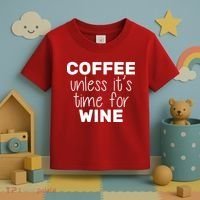 Coffee Unless It's Time For Wine Toddler T-Shirt thumb 3