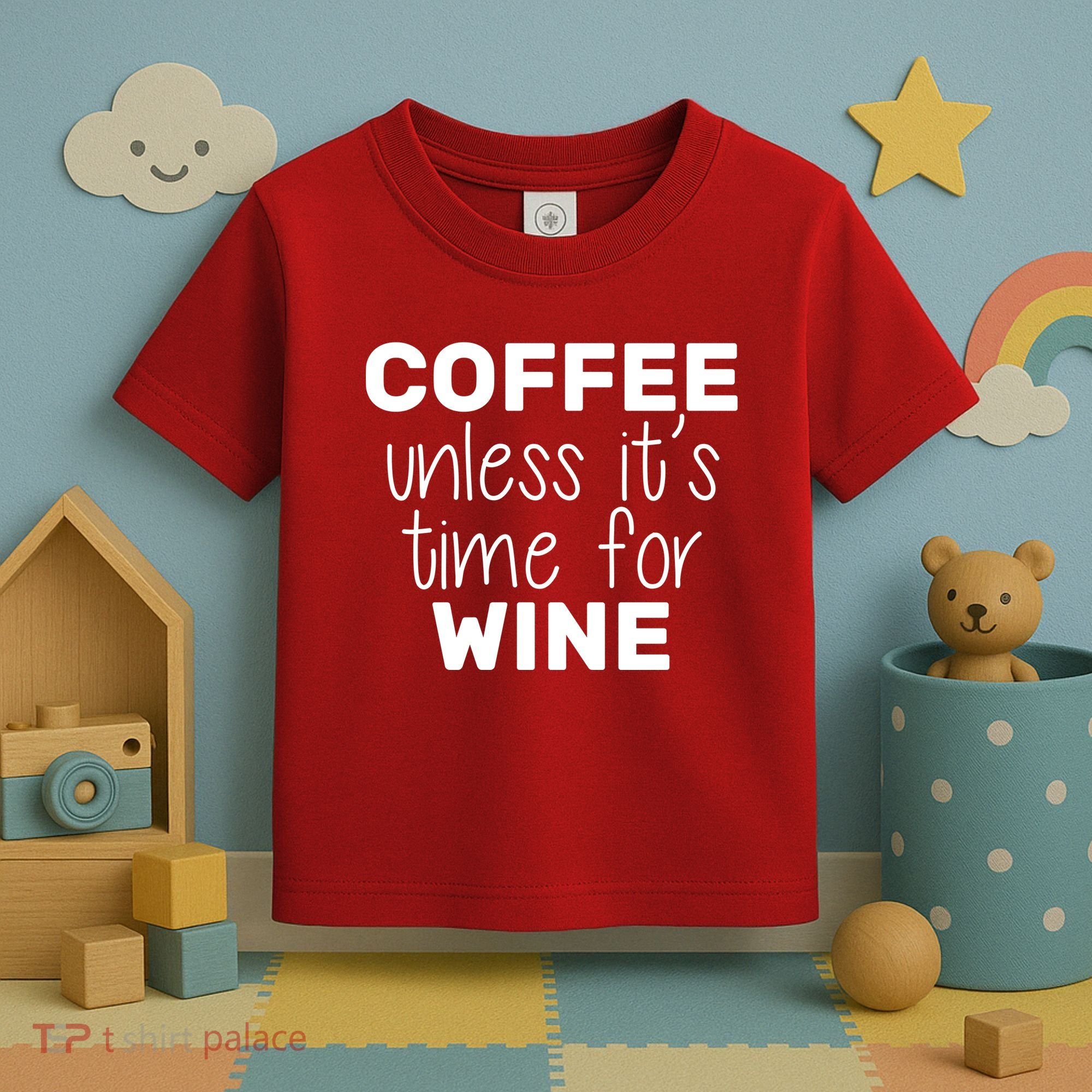 Coffee Unless It's Time For Wine Toddler T-Shirt