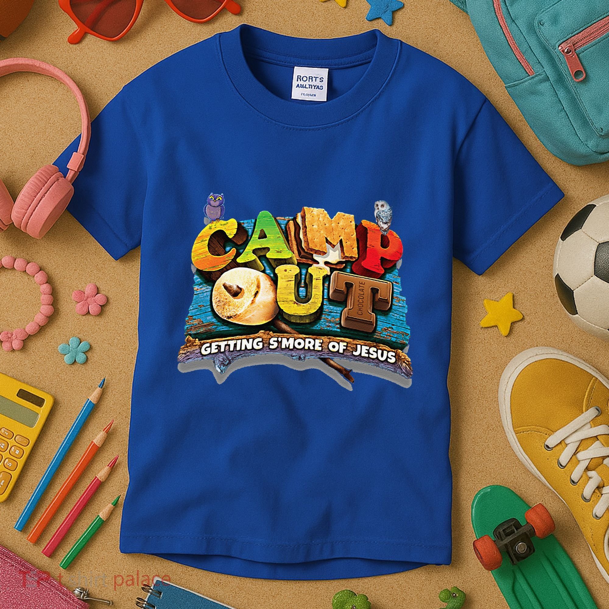 Camp Out Getting Smore Of Jesus. A Cool Summer!! Kids T-Shirt