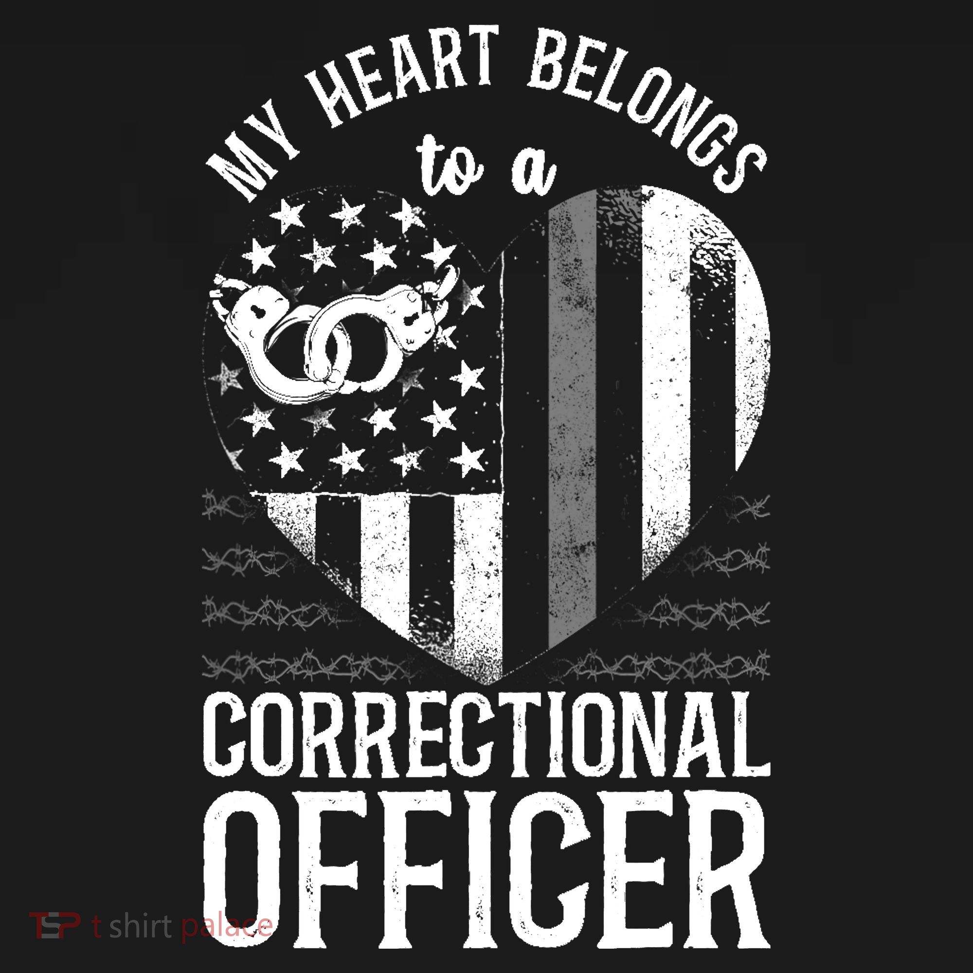 Correctional Officer Girlfriend Wife Heart American Flag Ornament