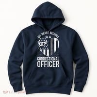 Correctional Officer Girlfriend Wife Heart American Flag Hoodie thumb 0