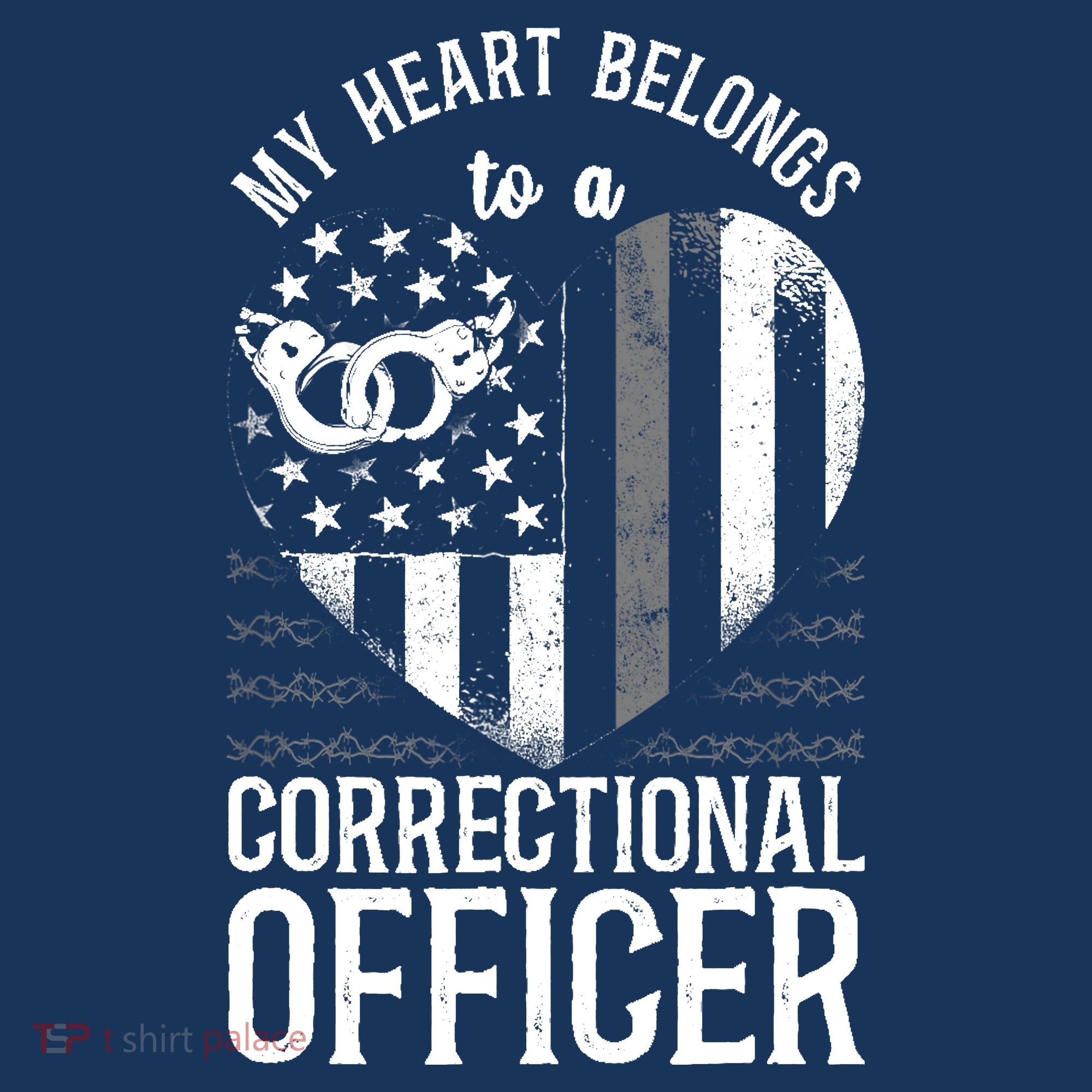Correctional Officer Girlfriend Wife Heart American Flag Apron