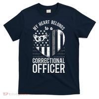 Correctional Officer Girlfriend Wife Heart American Flag T-Shirt thumb 0