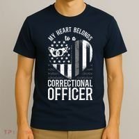 Correctional Officer Girlfriend Wife Heart American Flag T-Shirt thumb 3