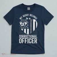 Correctional Officer Girlfriend Wife Heart American Flag T-Shirt thumb 5