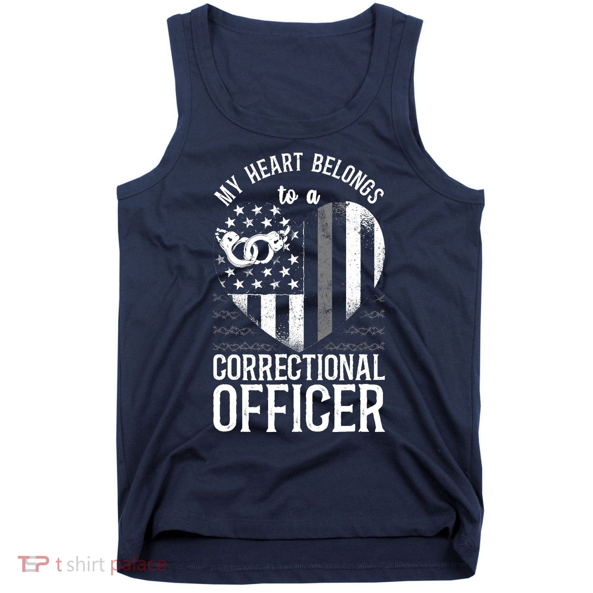 Correctional Officer Girlfriend Wife Heart American Flag Tank Top