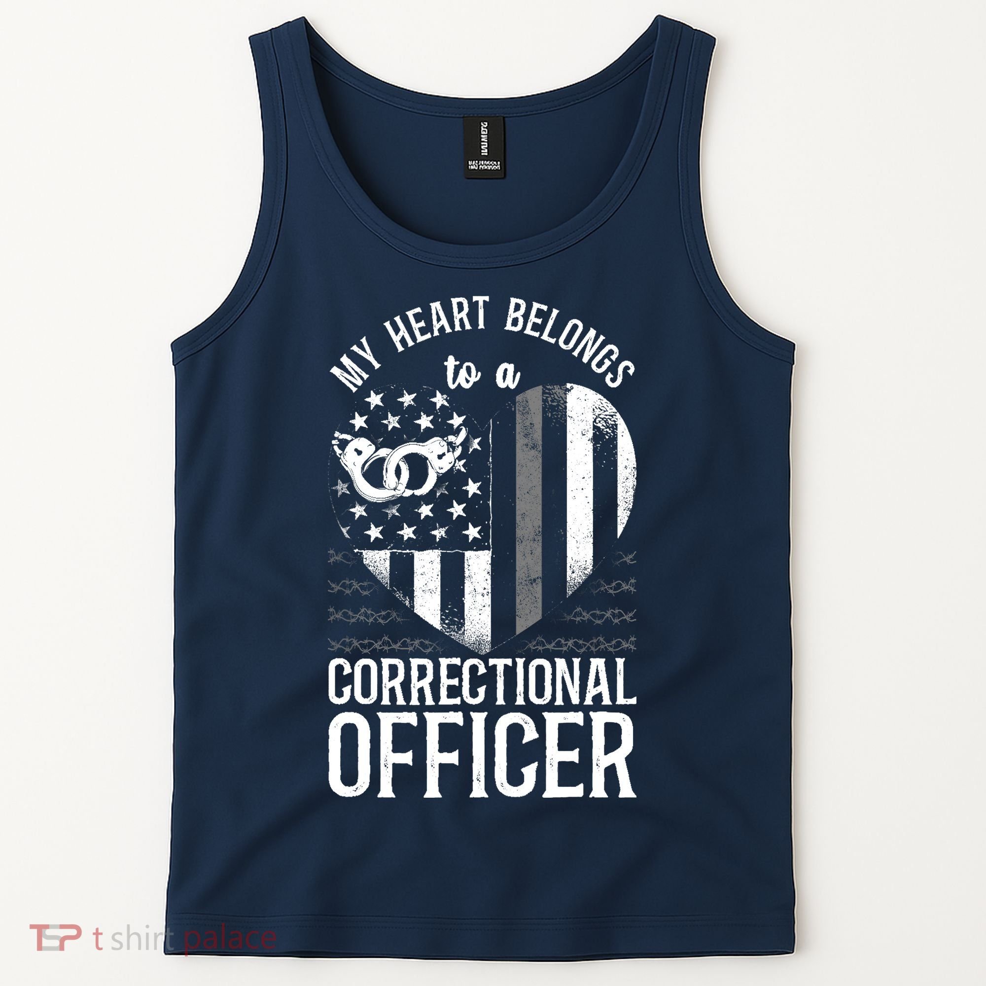 Correctional Officer Girlfriend Wife Heart American Flag Tank Top