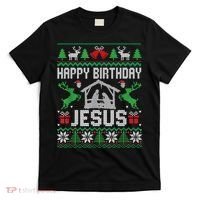 Christmas Outfit Happy Birthday Jesus Holiday Ugly Sweater T-Shirt thumb 0
