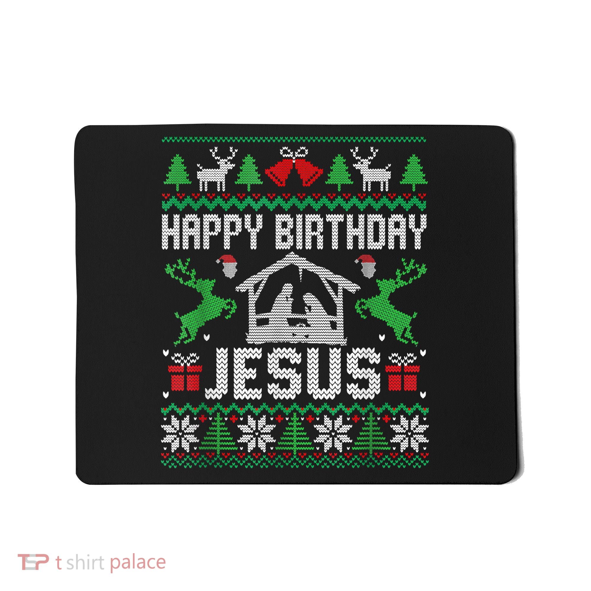 Christmas Outfit Happy Birthday Jesus Holiday Ugly Sweater Mousepad