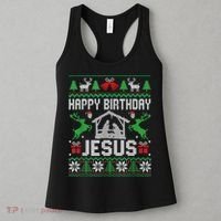 Christmas Outfit Happy Birthday Jesus Holiday Ugly Sweater Women's Tank Top thumb 3