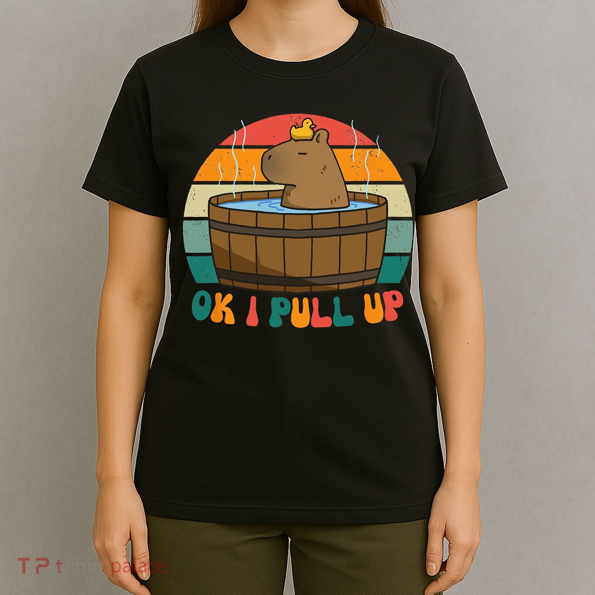 Capybara Ok I Pull Up Vintage Cute Funny Retro Rodent T-Shirt