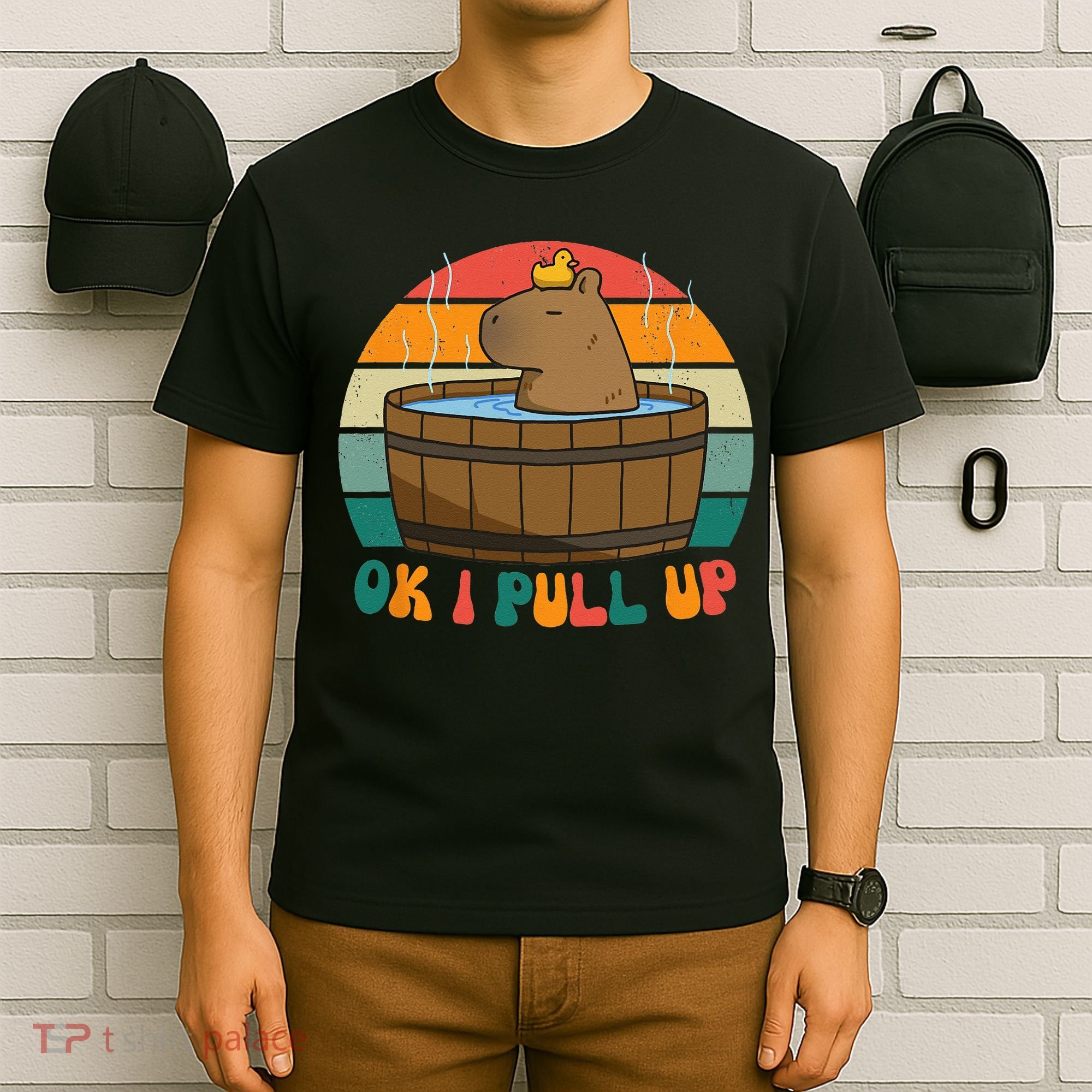 Capybara Ok I Pull Up Vintage Cute Funny Retro Rodent T-Shirt