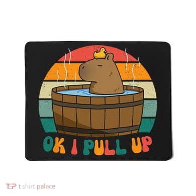 Capybara Ok I Pull Up Vintage Cute Funny Retro Rodent Mousepad