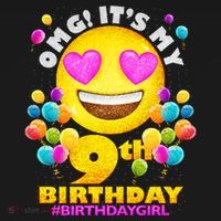 Cute OMG It's My 9th Birthday #BirthdayGirl Emoji Women's Hoodie thumb 2