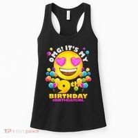 Cute OMG It's My 9th Birthday #BirthdayGirl Emoji Women's Tank Top thumb 0
