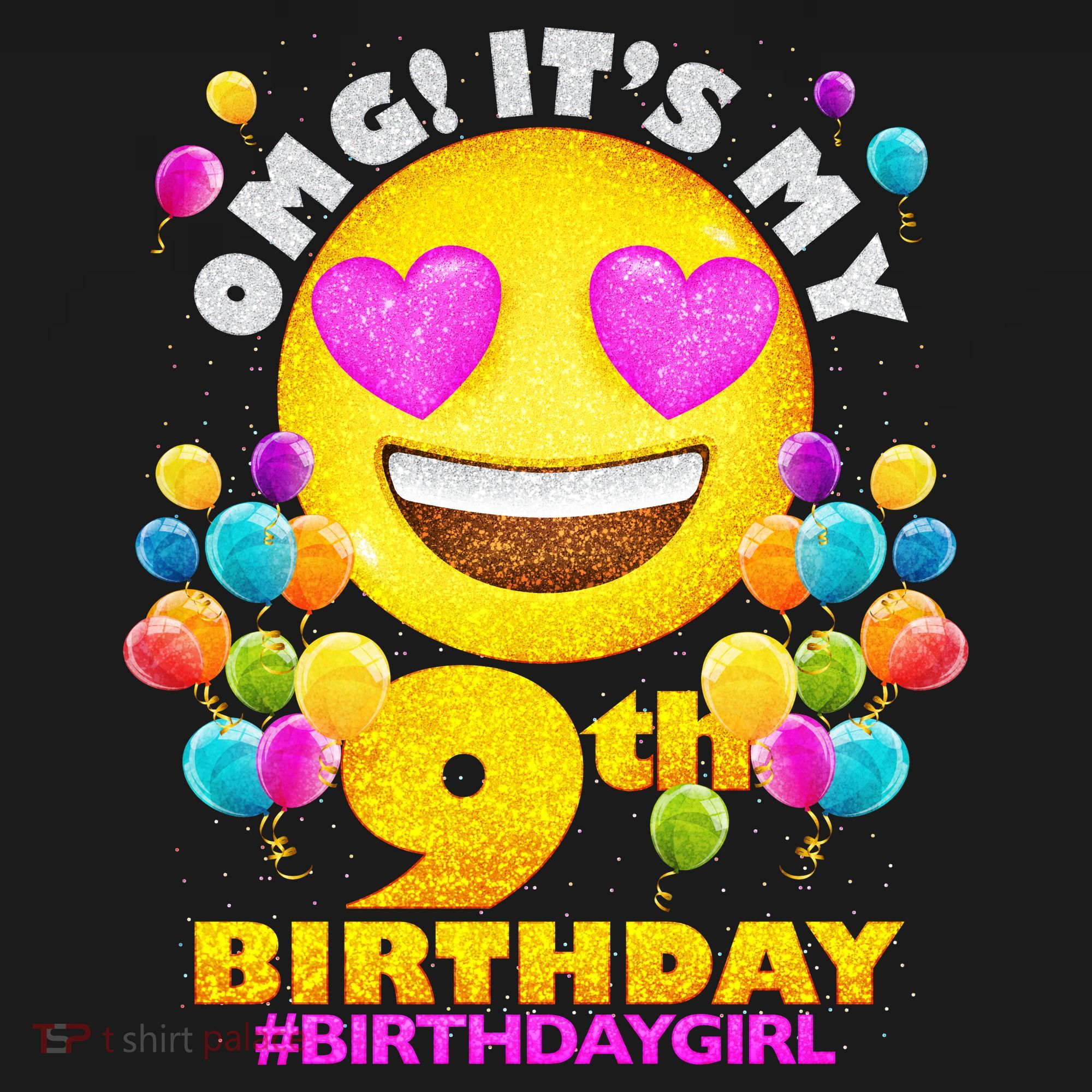 Cute OMG It's My 9th Birthday #BirthdayGirl Emoji Women's Tank Top