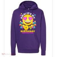 Cute OMG It's My 9th Birthday #BirthdayGirl Emoji Hoodie thumb 0