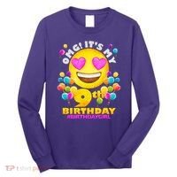 Cute OMG It's My 9th Birthday #BirthdayGirl Emoji Long Sleeve Shirt thumb 0