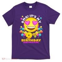 Cute OMG It's My 9th Birthday #BirthdayGirl Emoji T-Shirt thumb 0