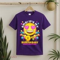 Cute OMG It's My 9th Birthday #BirthdayGirl Emoji T-Shirt thumb 2