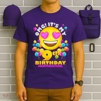 Cute OMG It's My 9th Birthday #BirthdayGirl Emoji T-Shirt thumb 6
