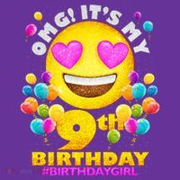 Cute OMG It's My 9th Birthday #BirthdayGirl Emoji Mousepad thumb 1