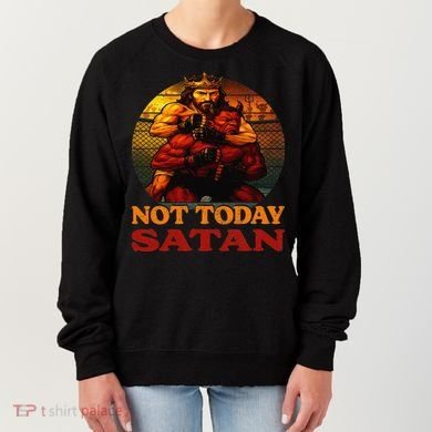 Christian Outfit Jesus Devil Comic Graphic Not Today Satan Women's Sweatshirt