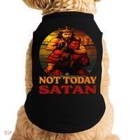 Christian Outfit Jesus Devil Comic Graphic Not Today Satan Doggie Tank thumb 0