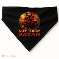 Christian Outfit Jesus Devil Comic Graphic Not Today Satan USA-Made Doggie Bandana thumb 0