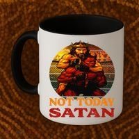 Christian Outfit Jesus Devil Comic Graphic Not Today Satan Coffee Mug thumb 2