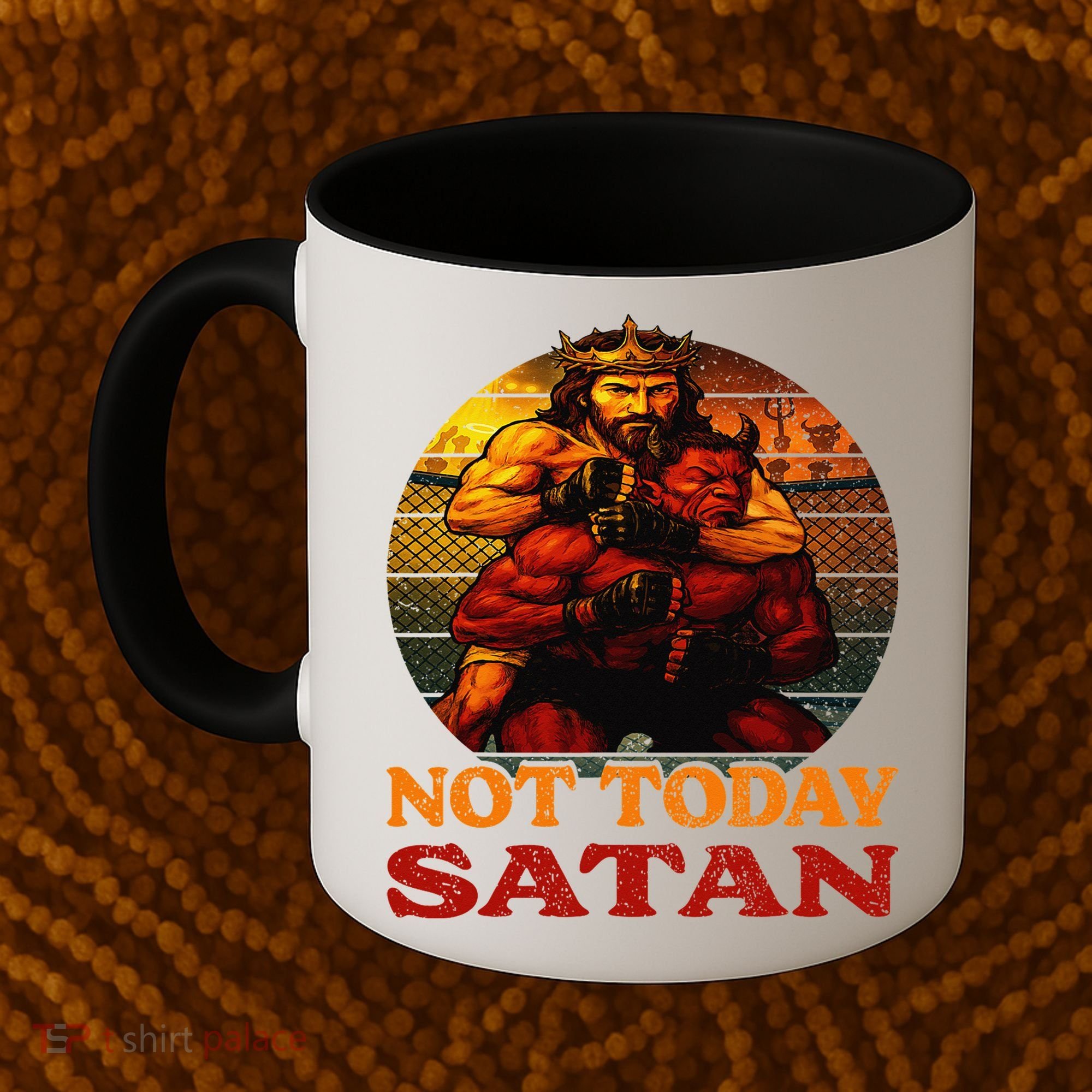 Christian Outfit Jesus Devil Comic Graphic Not Today Satan Coffee Mug