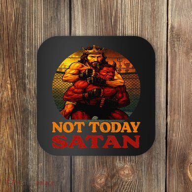 Christian Outfit Jesus Devil Comic Graphic Not Today Satan Coaster