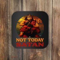 Christian Outfit Jesus Devil Comic Graphic Not Today Satan Coaster thumb 0