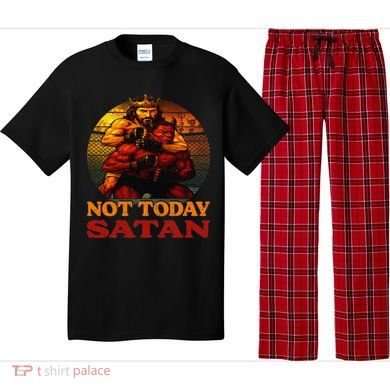 Christian Outfit Jesus Devil Comic Graphic Not Today Satan Pajama Set