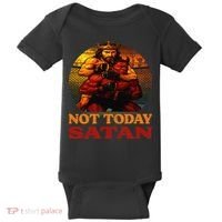 Christian Outfit Jesus Devil Comic Graphic Not Today Satan Baby Bodysuit thumb 0