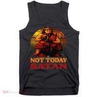Christian Outfit Jesus Devil Comic Graphic Not Today Satan Tank Top thumb 0